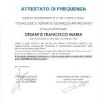 Attestato di frequenza-aggiornamento tecnologie e sistemi antincendio